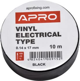 Изолента Apro et10black черный ПВХ 17 мм x 10 м
