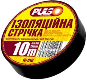 Изолента Pulso ІС-10Ч черная 19 мм x 10 м 10 шт