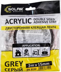 Двухсторонний скотч Solar DS3152 на акриловой основе 15 мм x 2 м