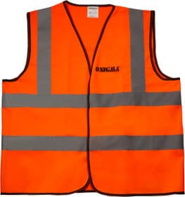 Жилет светоотражающий Sigma оранжевый с вертикальными полосами