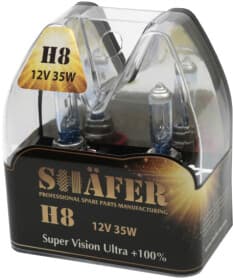 Автолампа Shafer Super Vision Ultra +100% H8 PGJ19-1 35 W прозоро-блакитна SL3008