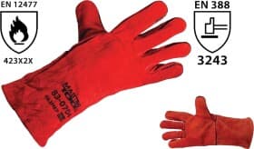 Краги MasterTool кожаные класс АВ красные