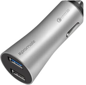 USB зарядка в авто Promate ROBUST-QC3-SILVER