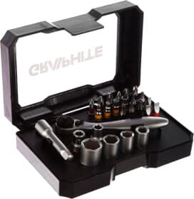 Набор бит и торцевых головок с держателем и трещоткой Graphite 56h604 26 шт.