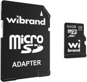 Карта памяти Wibrand microSDXC 64 ГБ с SD-адаптером