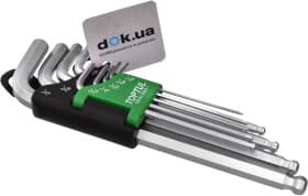 Набор ключей шестигранных Toptul GBAL0901 1/16"-3/8" с шарообразным наконечником 9 шт