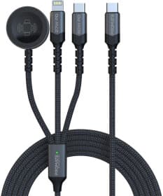 Кабель 3 в 1 Promate Apple Lightning - USB type-С - Apple MagSafe 3 Promate iCharge-Trio Series ICHARGE-TRIO.BLACK 1,5 м