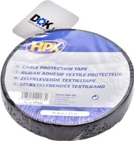 Изолента HPX TP1925 черная на тканевой основе 19 мм x 25 м