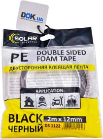 Двухсторонний скотч Solar DS1122 на полиэтиленовой основе 12 мм x 2 м