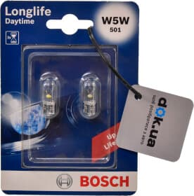 Автолампа Bosch Longlife Daytime W5W W2,1x9,5d 5 W прозора 1987301052