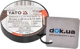 Изолента Yato yt8159 черная ПВХ 15 мм х 20 м