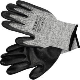 Перчатки рабочие Yato синтетические с полиуретановым покрытием серые