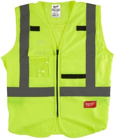 Жилет светоотражающий Milwaukee желтый с вертикальными и горизонтальными полосами