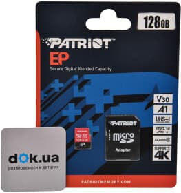 Карта памяти Patriot EP Series microSDXC 128 ГБ с SD-адаптером