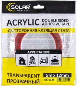 Двухсторонний скотч Solar DS4125 на акриловой основе 12 мм x 5 м