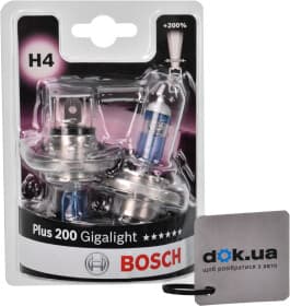 Автолампа Bosch Plus 200 Gigalight H4 P43t 55 W 1987301435