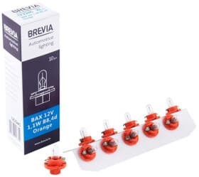 Автолампа Brevia BAX B8,4d 1,1 W прозрачная 12334C-10PCS