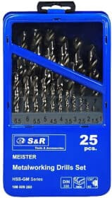 Набор сверл S&R спиральных по металлу Meister 108809250 1-13 мм 25 шт.