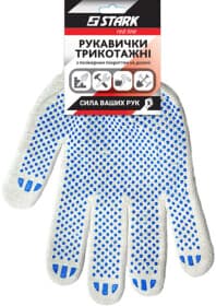 Перчатки рабочие Stark хб + полиэстер с точками ПВХ белые