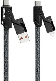 Кабель 4 в 1 Proda USB - Apple Lightning - type-C - type-C Azeada Armor PD-B96TH-BK 1,5 м