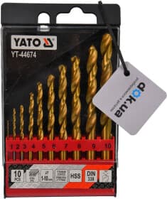 Набор сверл Yato спиральных по металлу YT-44674 1-10 мм 10 шт.