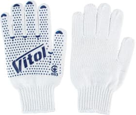 Перчатки рабочие Vitol хб с точками ПВХ белые