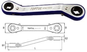 Ключ тріскачка накидний Toptul AEAG0607 S-подібний E6xE7