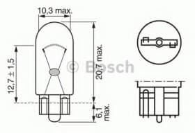 Автолампа Bosch W2W W2,1x9,5d 2 W прозрачная 1987302516