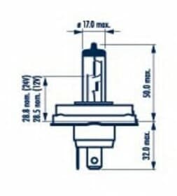Автолампа Narva R2 (Bilux) P45t-41 40 W 45 W прозрачная 48121
