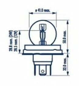 Автолампа Narva Standard R2 P45t 40 W 45 W прозрачная 49211
