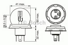 Автолампа Bosch Pure Light R2 P45t 40 W 45 W прозрачная 1987302023