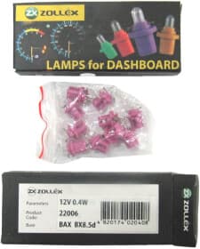 Автолампа Zollex BAX BX8,5d 0,4 W прозора 22006