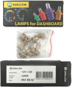 Автолампа Zollex BAX B8,5d 1,5 W прозрачная 22049