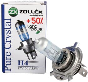 Автолампа Zollex Pure Crystal +50% Light Power H4 P43t 55 W прозоро-блакитна 60724