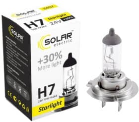 Автолампа Solar Starlight +30 H7 PX26d 70 W прозрачная 2407
