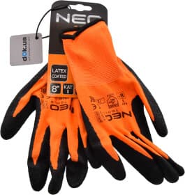 Перчатки рабочие Neo Tools трикотажные с латексным покрытием оранжевые Перчатки рабочие Neo Tools трикотажные с латексным покрытием оранжевые