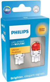 Автолампа Philips Ultinon Pro6000 W21/5W W3x16q оранжевая 11066AU60X2