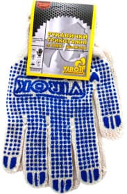 Перчатки рабочие Virok хб с точками ПВХ белые