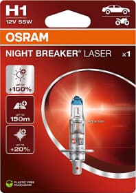 Автолампа Osram Xenarc Night Breaker Laser H1 P14,5s 55 W прозоро-блакитна 64150NL-1BL