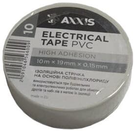 Ізоляційна стрічка Axxis 48391046566 біла ПВХ 19 мм x 10 м