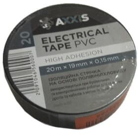 Ізоляційна стрічка Axxis 48391046560 чорна ПВХ 19 мм x 20 м