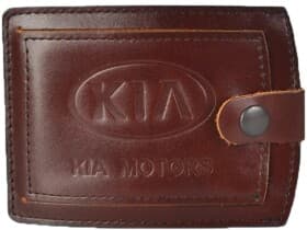 Обложка для прав и техпаспорта Poputchik 5072-029P с логотипом KIA цвет коричневый