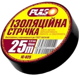 Изолента Pulso ІС25Ч черная 19 мм x 25 м 10 шт