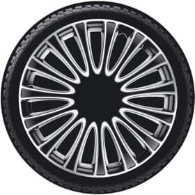 Комплект ковпаків на колеса Argo Lemans колір сріблястий + чорний з хромованим оздобленням