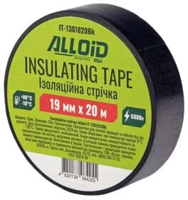 Ізоляційна стрічка Alloid IT-1301820Bk чорна ПВХ 19 мм х 20 м