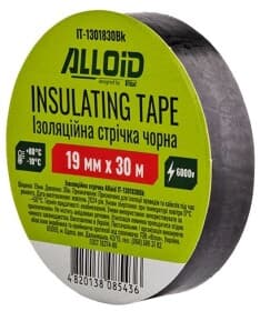 Ізоляційна стрічка Alloid IT-1301830Bk чорна ПВХ 19 мм х 30 м
