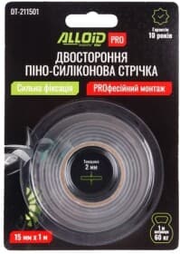 Двосторонній скотч Alloid DT-211501 на піно-акриловій основі 15 мм х 1 м