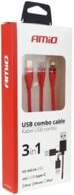 Кабель 3 в 1 Amio USB - Apple Lightning - type-C - Micro USB 02178 1,2 м