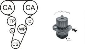 Комплект ременя ГРМ + помпа