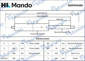 Газовий упор багажника Mando mop045466